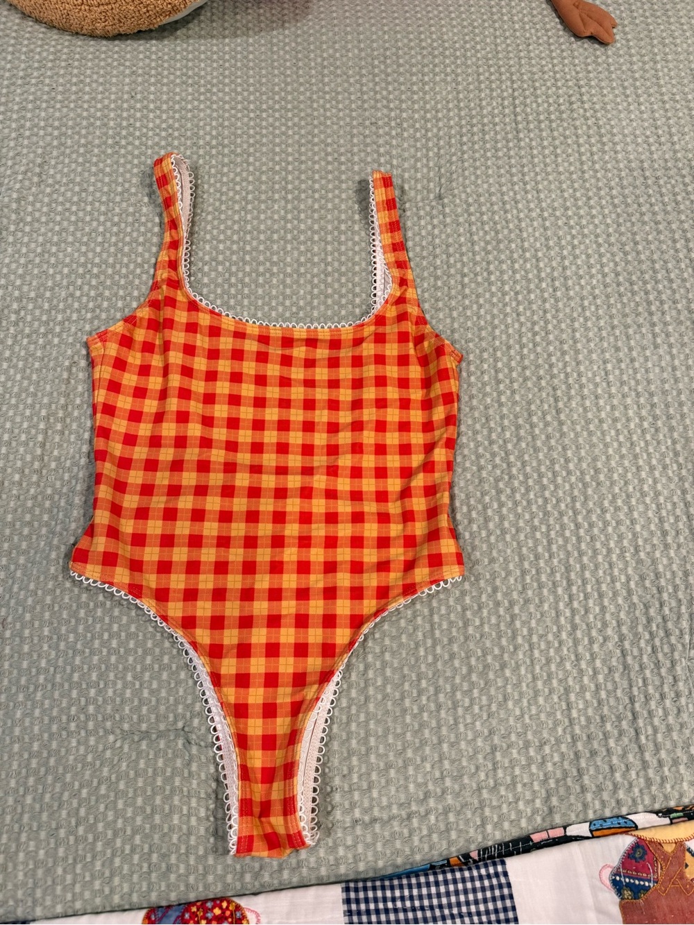 Oddli Gingham Cheeky One Piece with Feminine Detail
